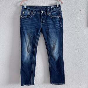 Miss Me Denim Jeans Women's 28 cropped Bling Heavy Stitching